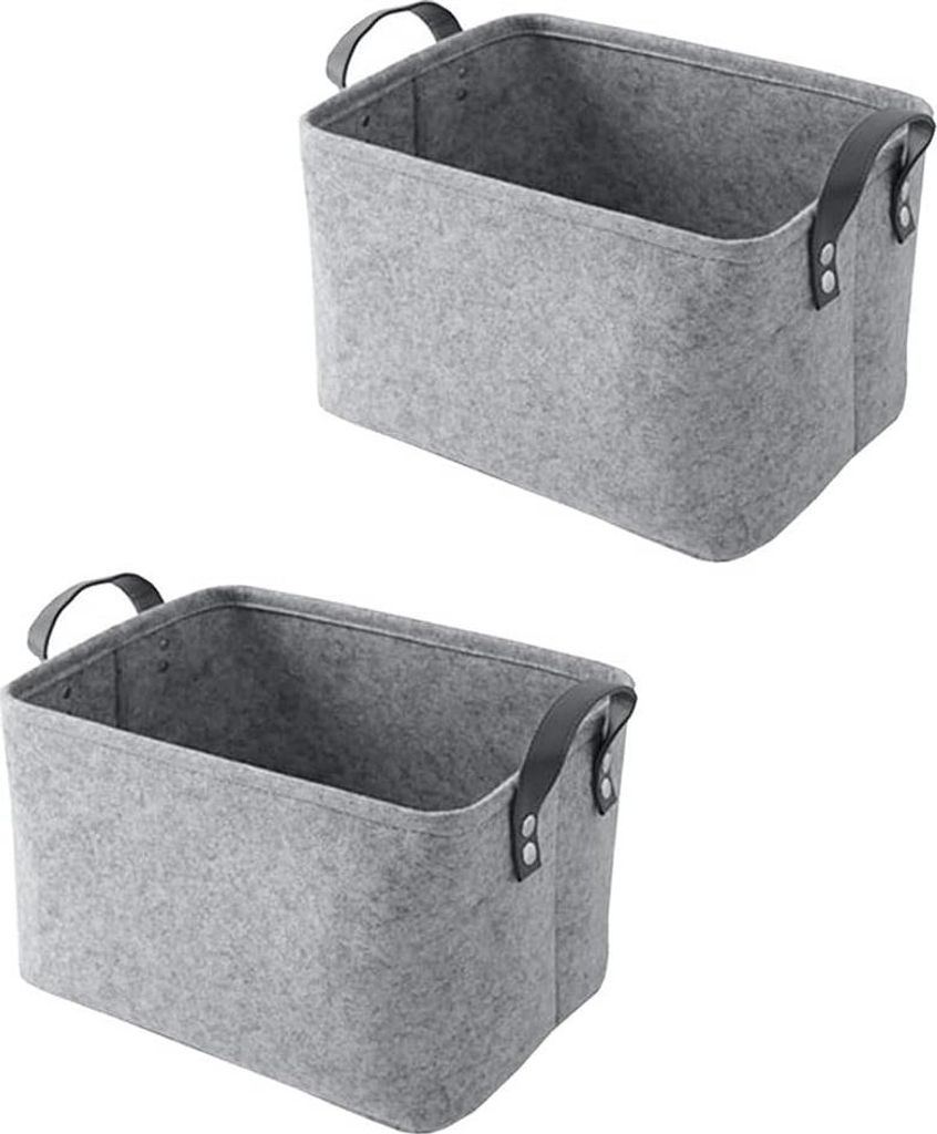 Aufbewahrungskörbe mit Griffen für Kinder - Set aus 2 Stück für Kleidung, Handtücher, Toilettenartikel und mehr - Graue Filz-Aufbewahrungskörbe