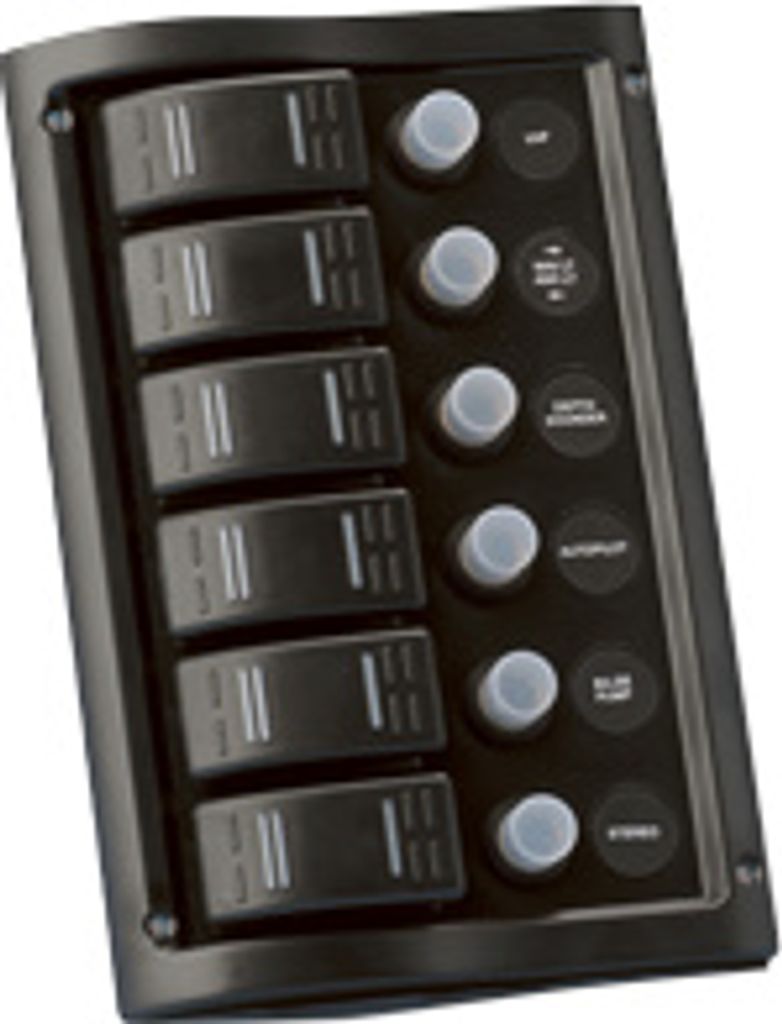 Allpa Kunststoff Schalttafel, 12v, 6-Schalter & Led-Indikator, Automatischen Sicherungen (2x5a-2x10a-2x15a)