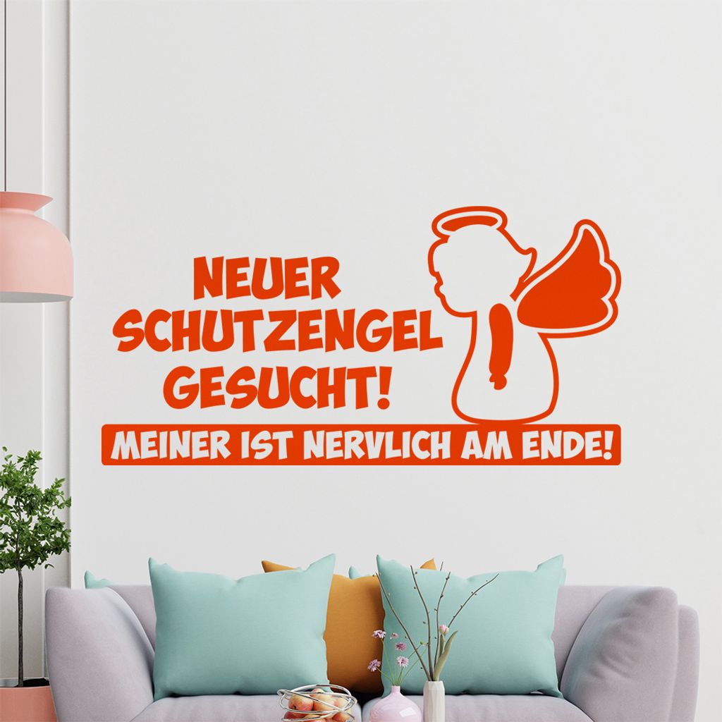 KIWISTAR Neuer Schutzengel gesucht! Meiner ist nervlich am Ende! - Glück Pech Schicksal Wandtattoo in 6 Größen - Wandaufkleber Wall Sticker - De...