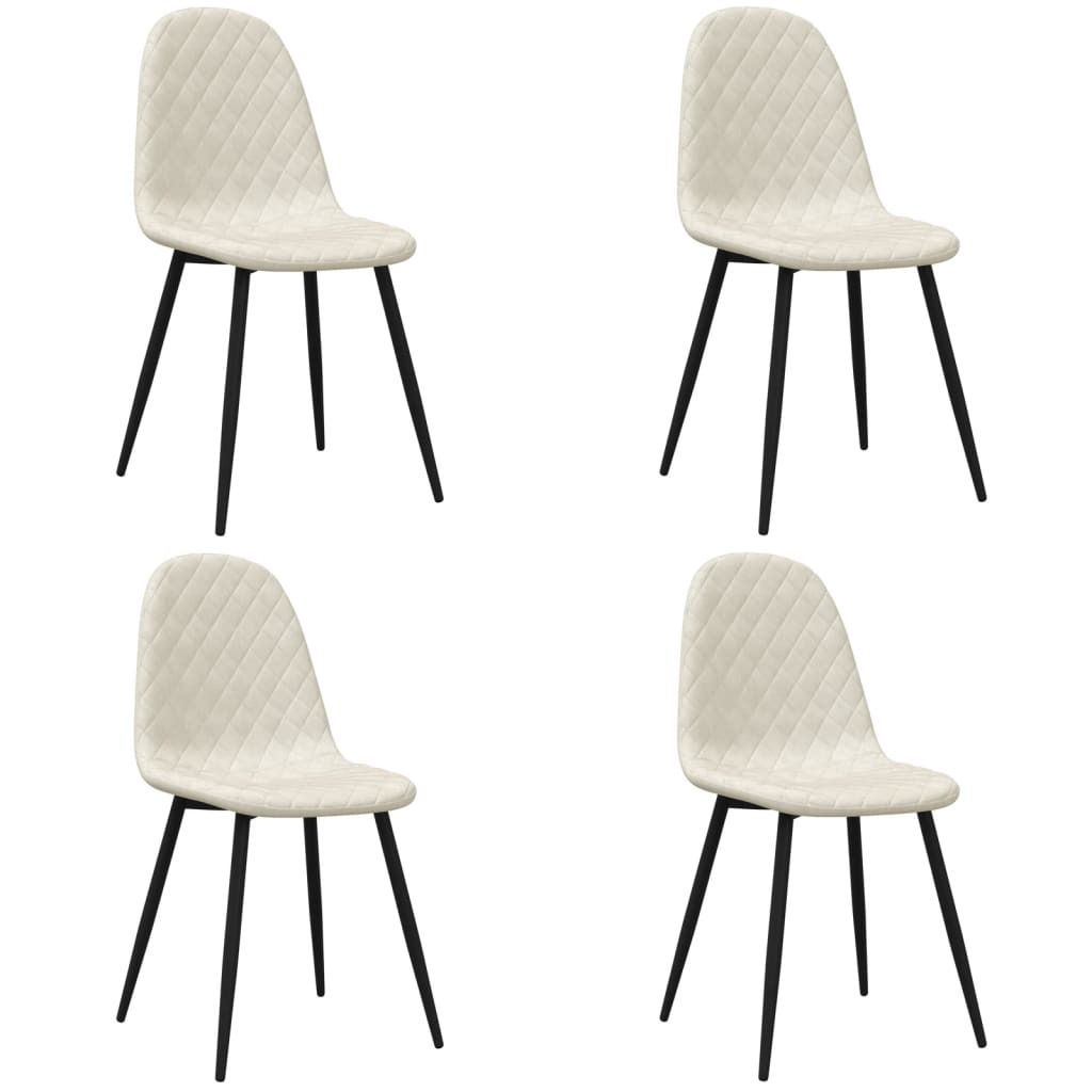“2026 Modern“ Weiß Esszimmerstühle 4er-set Cremeweiß Samt - Designermöbel 28644 - Esszimmerstühle