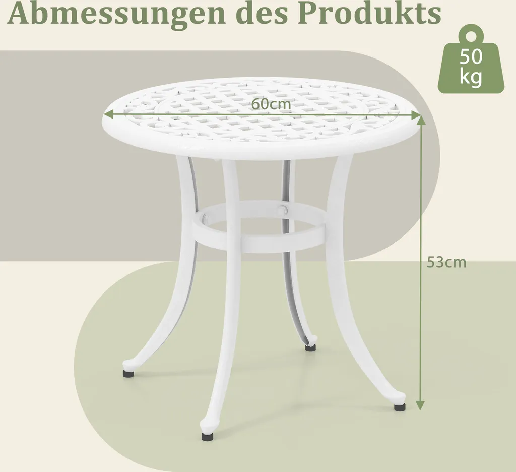 Table de Balcon Résistante Intempéries en Fonte d'Aluminium - 60x53cm - 3