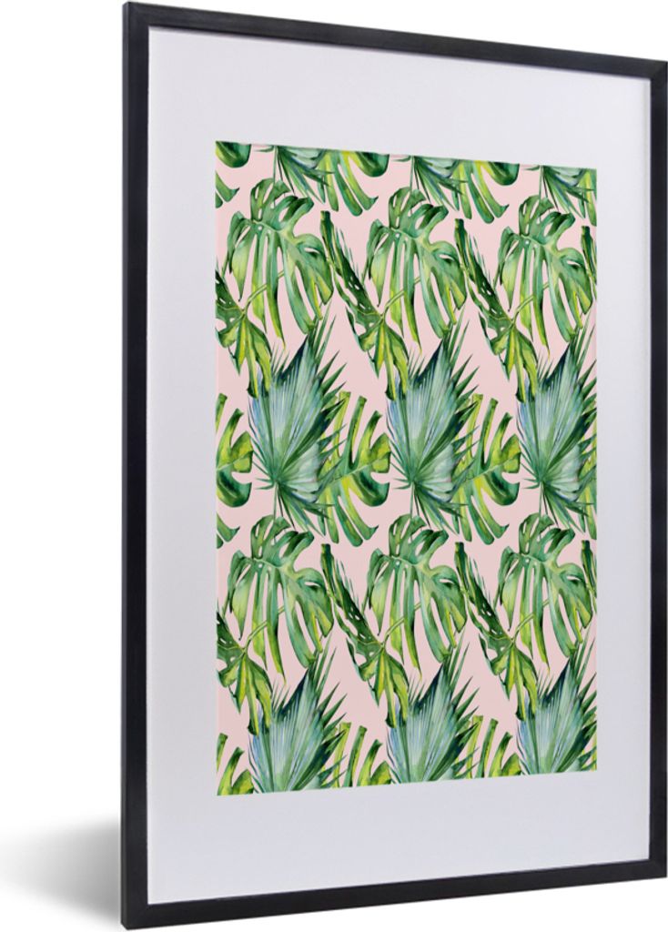 MuchoWow MuchoWow Gerahmtes Poster Jahrgang - Monstera - Tropisch 40x60 cm - Poster mit zchwarzem Bilderrahmen - Poster in Rahmen