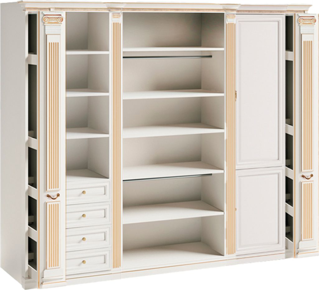 Weißer Stilvoller Kleiderschrank Massivholz Luxus Schlafzimmer Schrank