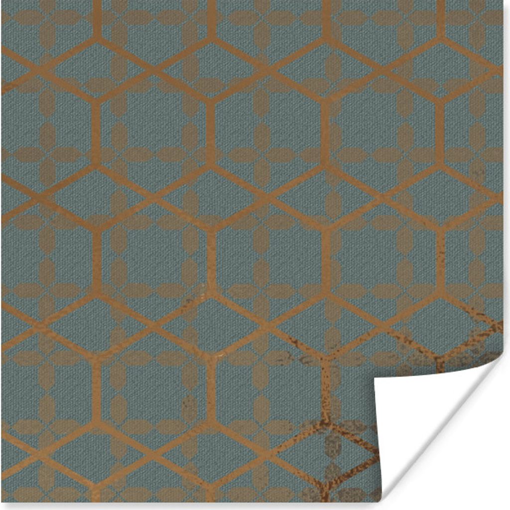 MuchoWow Poster Gold - Muster - Linie 30x30 cm - Wandposter - Printing
