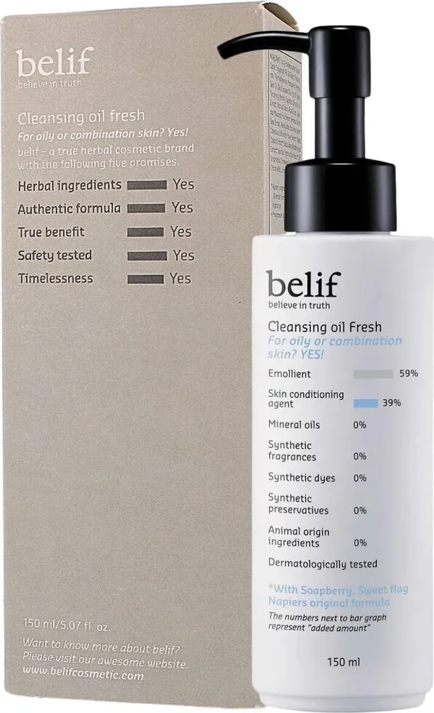 Huile Belif Cleansing Oil Fresh 150ml Contre Pores Obstrués et Gras