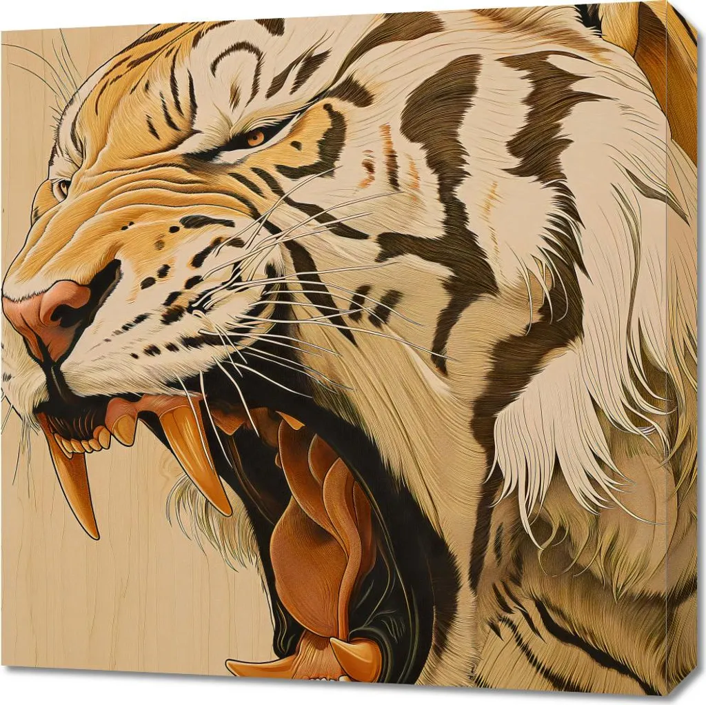 Quadro Tigre 60x60 Ruggito Maestoso - Arte Zen e Forza per la Casa