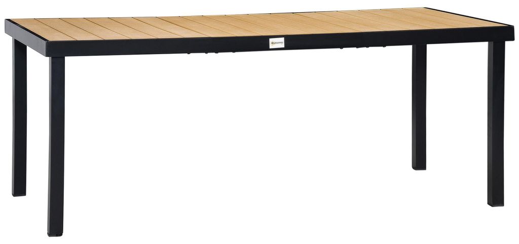 Gartentisch fš¹r 8 Personen Esstisch Aluminiumtisch Gartenm?bel Loungem?bel pflegeleicht Kunststoff Natur+Schwarz 190 x 90 x 74 cm