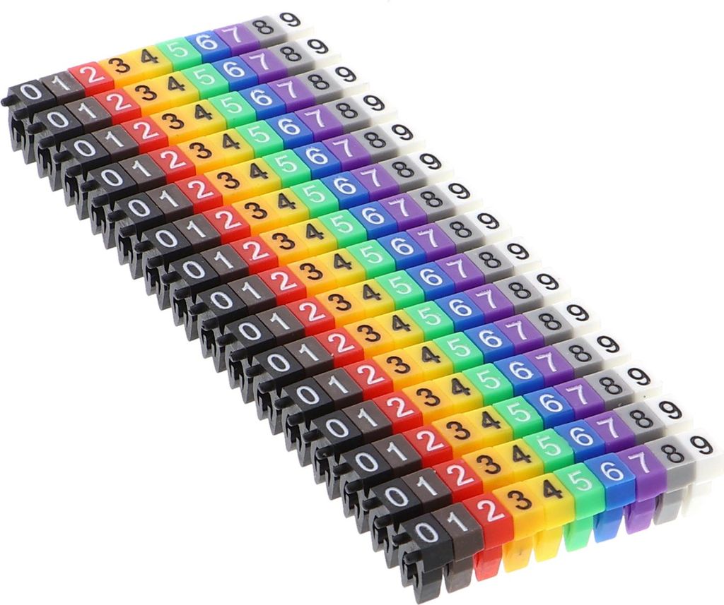 Kabelmarker Clips 150 Stück, Zahlen 0-9 für diverse Durchmesser : 6 mm Durchmesser: 6 mm