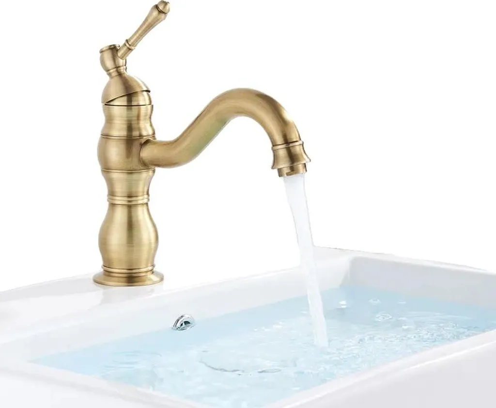 Rubinetto Lavabo Ottone Antico Corto | Girevole 360° Alta Resistenza