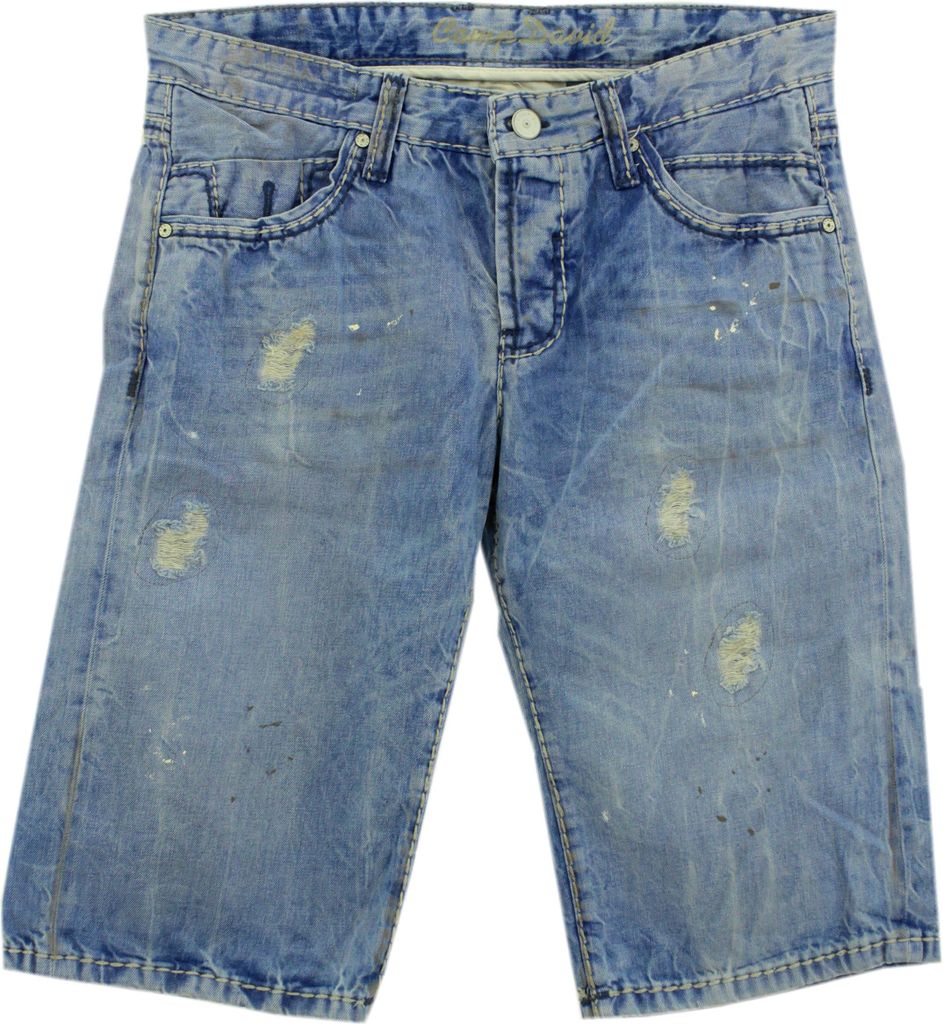 27206Z Camp David, Cape Town, Herren kurze Jeans Shorts Bermudas, Denim ohne Stretch, blue used vintage, W 30