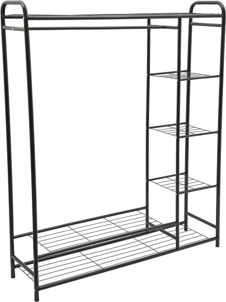Étagère de penderie indépendante 7 étages noir avec portant 40kg