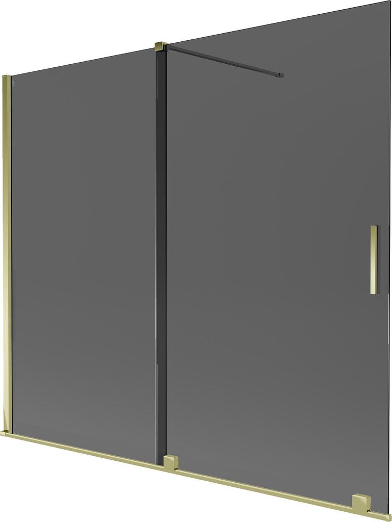 Mexen Velar Duschabtrennung für Badewanne 2-flügelig, Schiebetür 180 x 150 cm, Graphit, Gold - 896-180-000-41-50