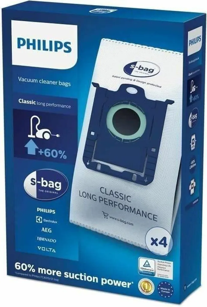 Sacs Aspirateur Philips FC8021/03 S-Bag synthétique ultra résistant - 4L