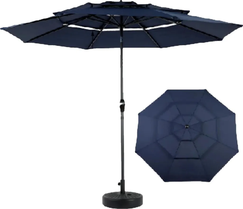 Grand parasol de jardin suspendu Kantilever bleu pour terrasse et patio