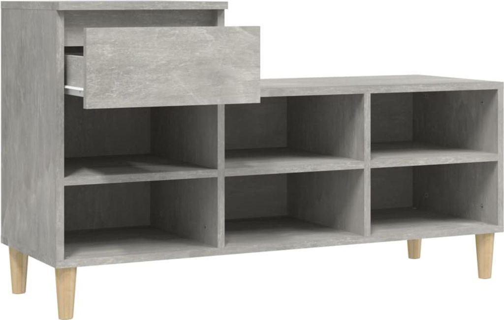 vidaXL Schuhregal Betongrau 102x36x60 cm Holzwerkstoff