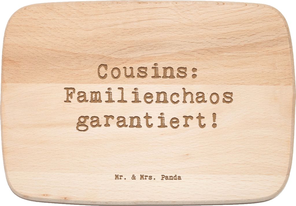 Mr. & Mrs. Panda Küchenbrett Spruch Cousin Abenteuer - Transparent - Geschenk, schneidebrettchen, Verwandtschaft, schneidbrett, Spaß, persönlich...