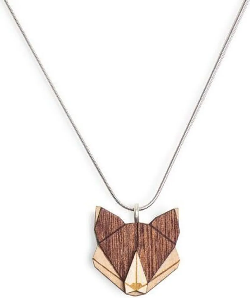 Ciondolo Volpe Legno BeWooden | Idea Regalo Donna Originale e Unica