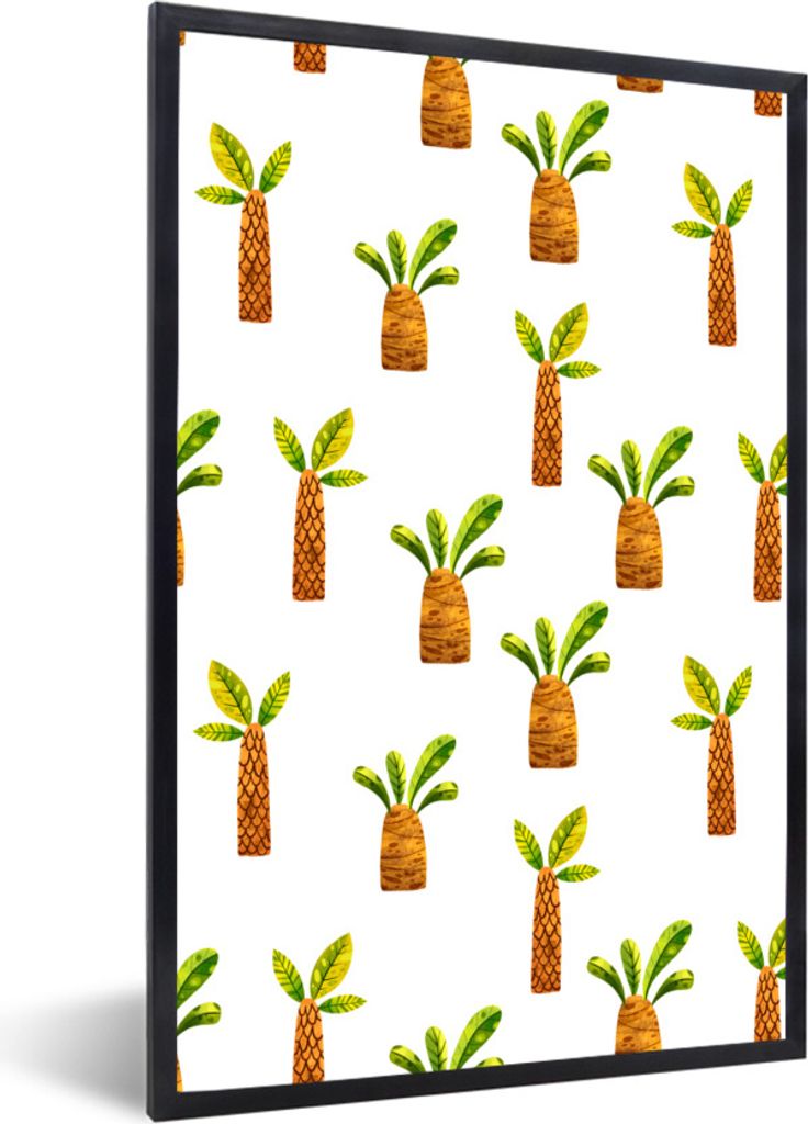 MuchoWow Gerahmtes Poster Dschungel - Palme - Design 40x60 cm - Poster mit Schwarzem Bilderrahmen Wandposter Rahmen Foto Bilder - Papierdruck - W...