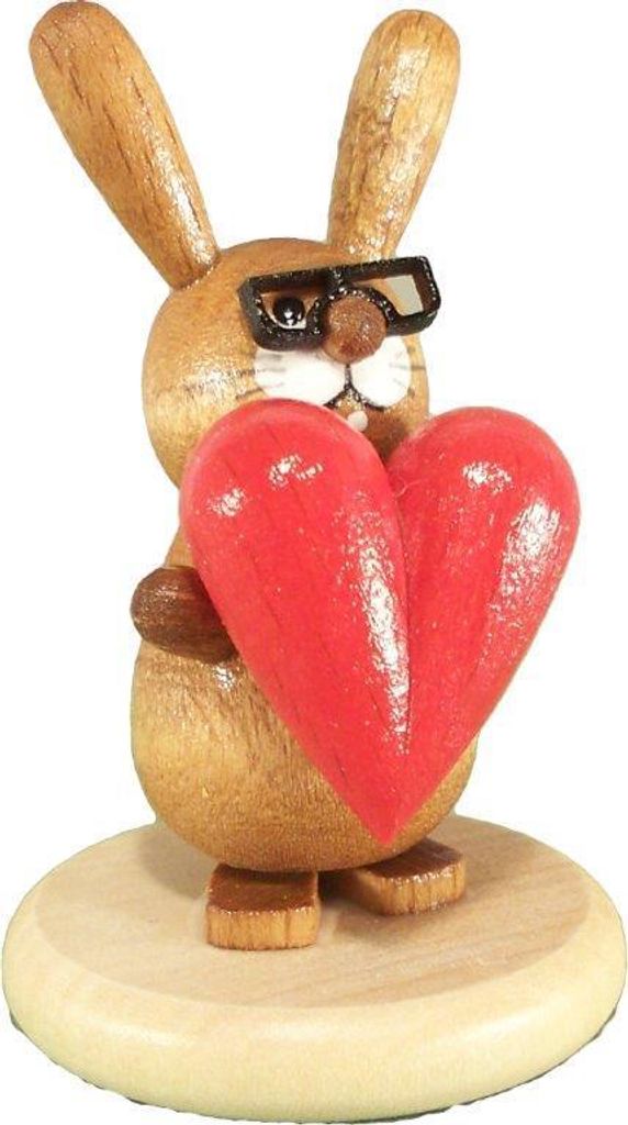 Osterdekoration Osterhase mit Herz natur BxHxT 3,2x5x3,2cm NEU