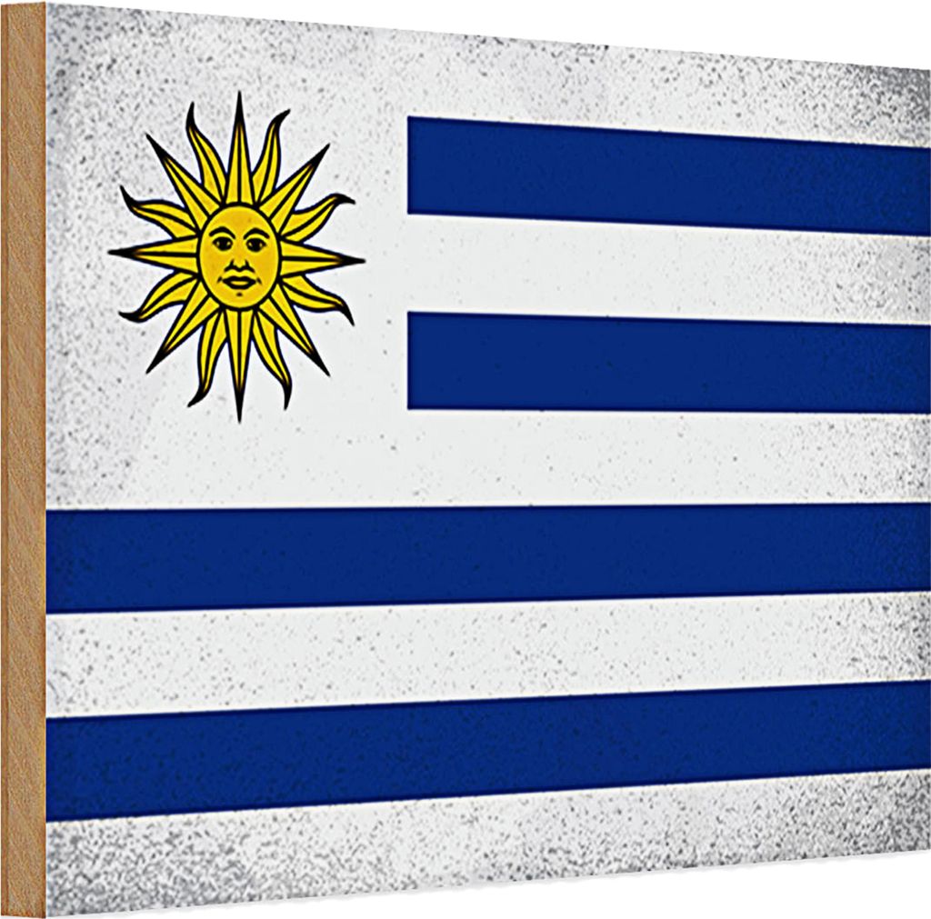 Holzschild Flagge Uruguay 30x20cm Flag of Uruguay Vintage