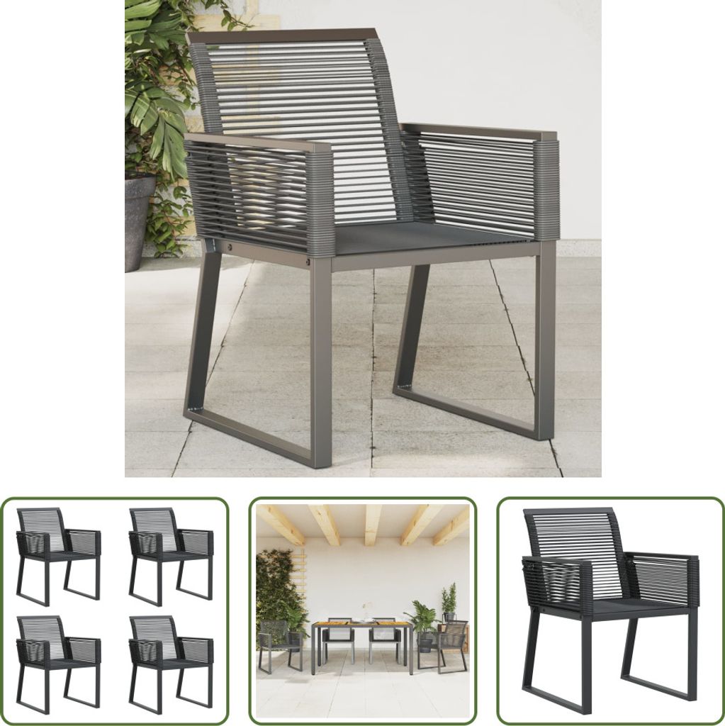 The Living Store Gartenstühle 4 Stk. Schwarz Poly Rattan