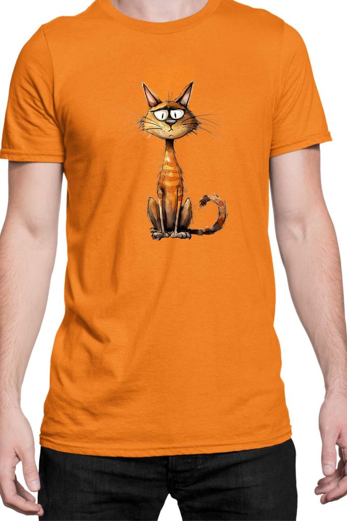 Herren T-Shirt Funny Cats Breeds Chausie Cat, Man 3XL / Orange