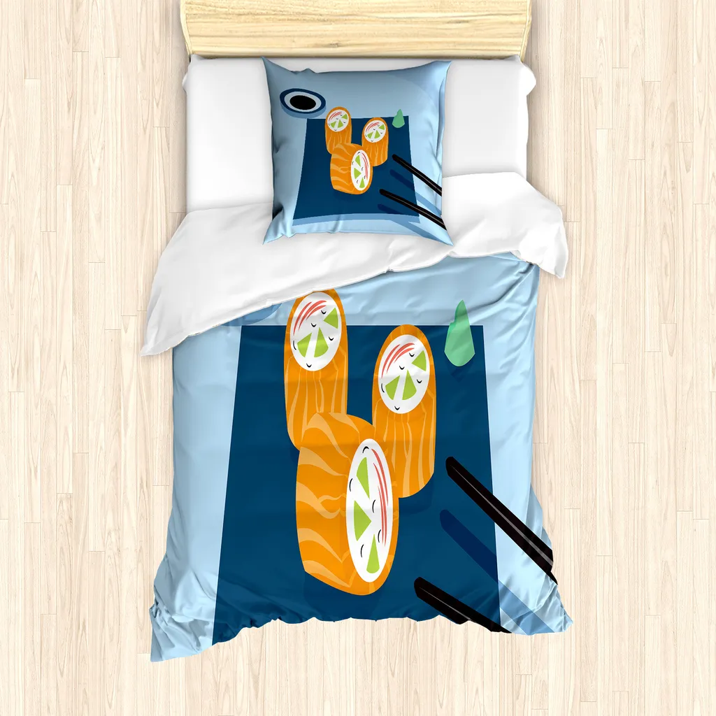 Set Copripiumino ABAKUHAUS Wasabi Sushi | Microfibra Anti-Acaro
