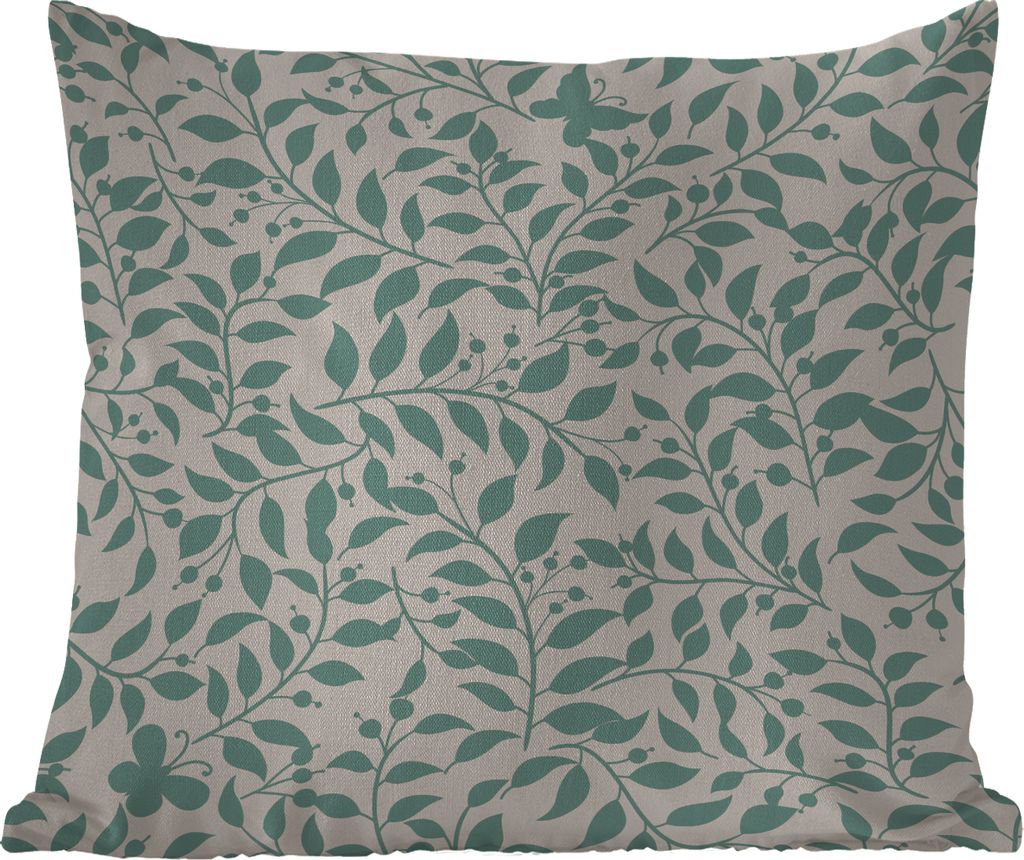 MuchoWow Outdoor Kissen - Blätter - Vintage - Muster - 50x50 cm - Wetterfest - Lounge Kissen - Komfortabel - Kissen mit Bild