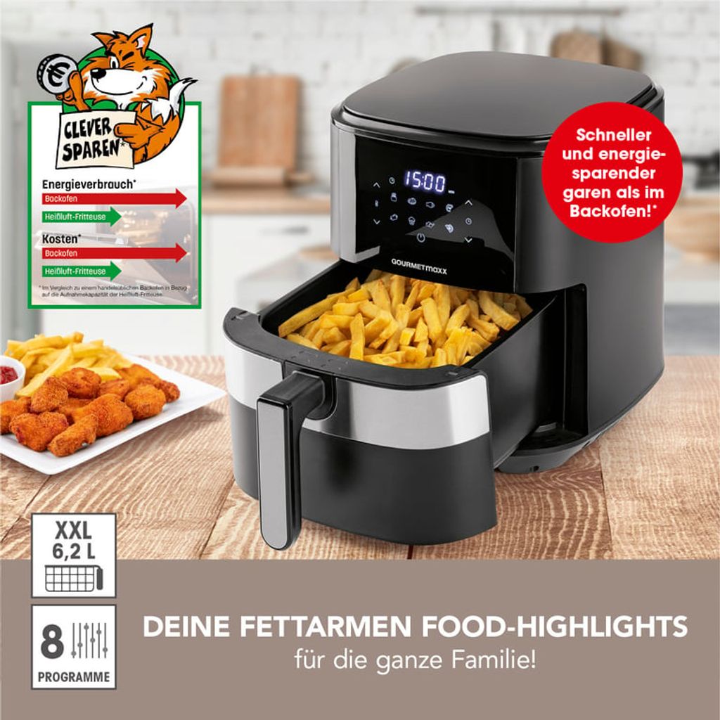 Gourmetmaxx Heißluft Fritteuse Digital 9 In 1 GOURMETmaxx Digitale Heißluft-Fritteuse XL | Kaufland.de
