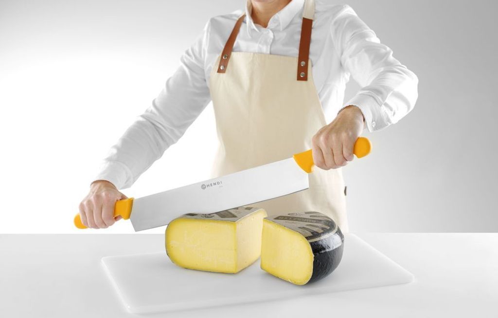 Käsemesser mit zwei Griffen 655 mm - gelb Produktbild 