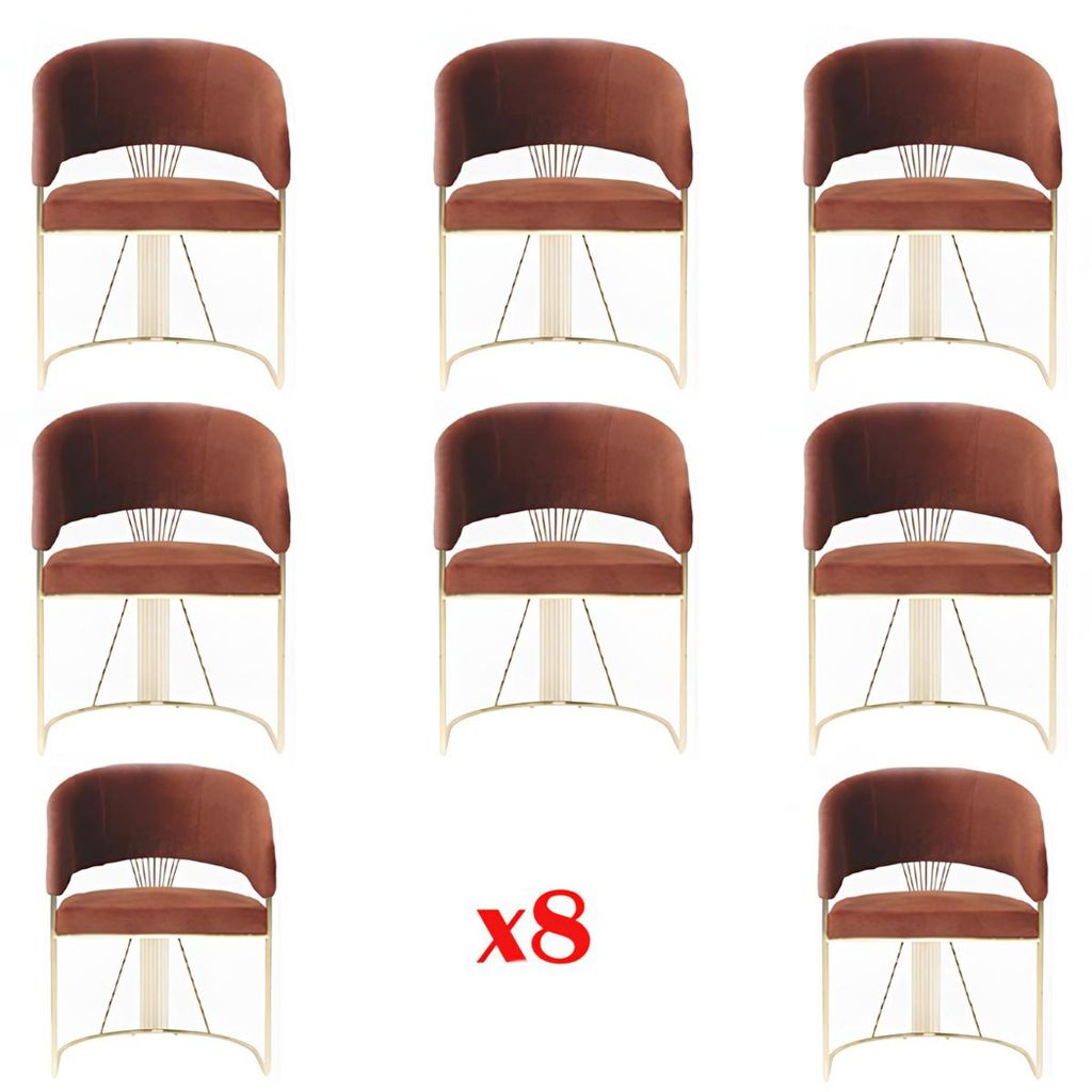 Essgruppe Garnitur 8x Gruppen Textil Sessel Lehn Polster Stuhl Set Gruppe Stühle