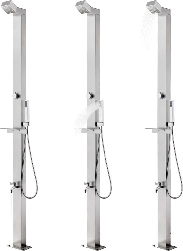 vidaXL Doccia da giardino 220 cm in acciaio inox Immagine del prodotto 