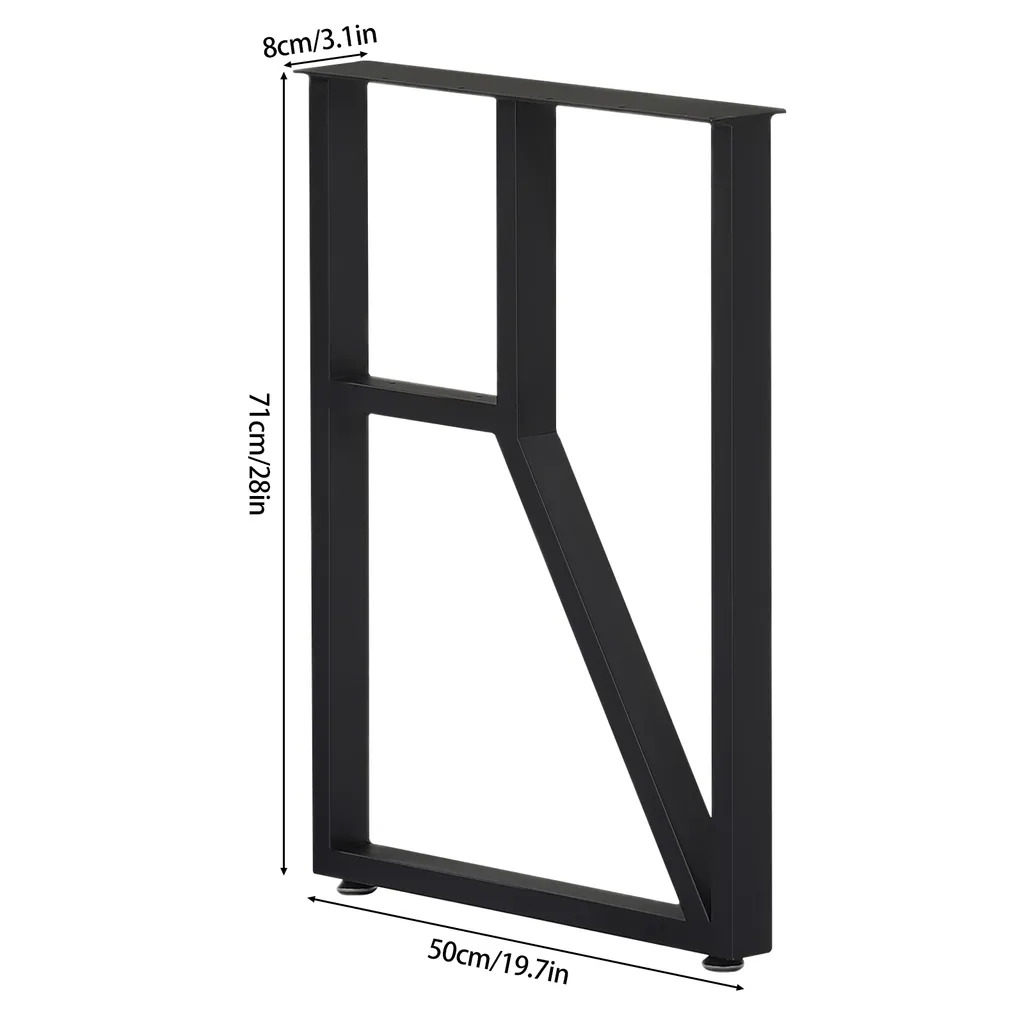 Pieds de Table en Métal Noir - Structure Stable avec Patins Ajustables