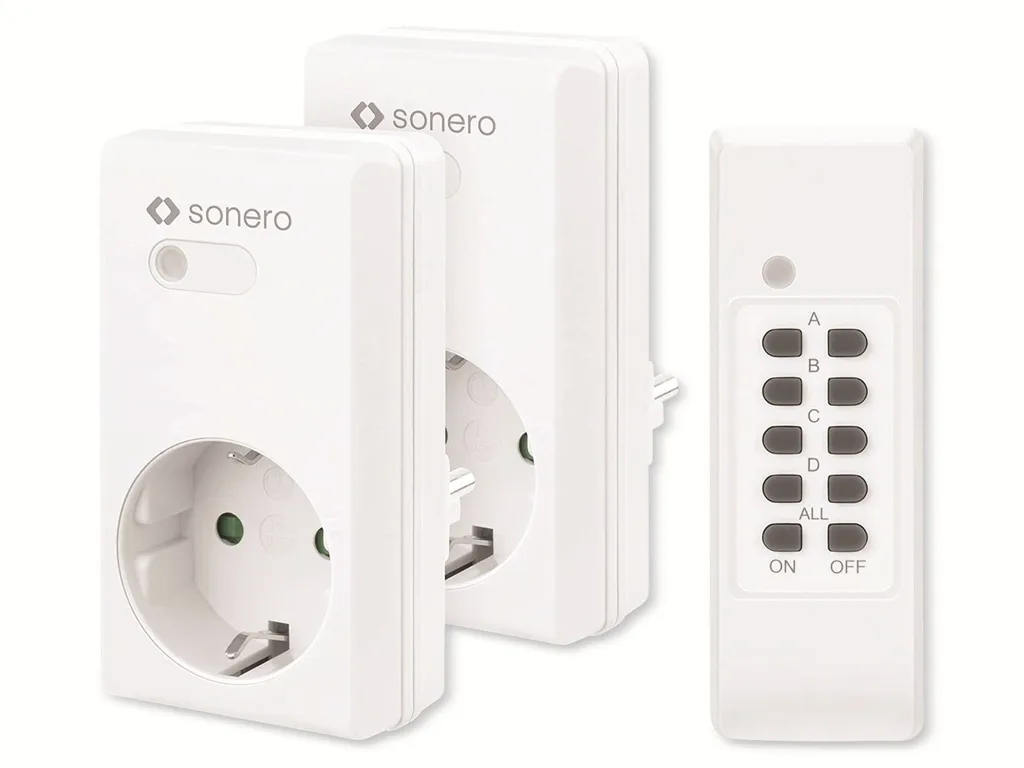 Prises Télécommandées Sonero S-RCS202 Set de 2 pour Maison et Bureau