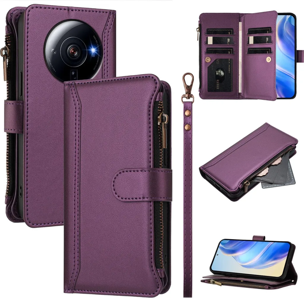 Cover Xiaomi 12S Ultra Portafoglio Viola: Protezione 360 con Zip