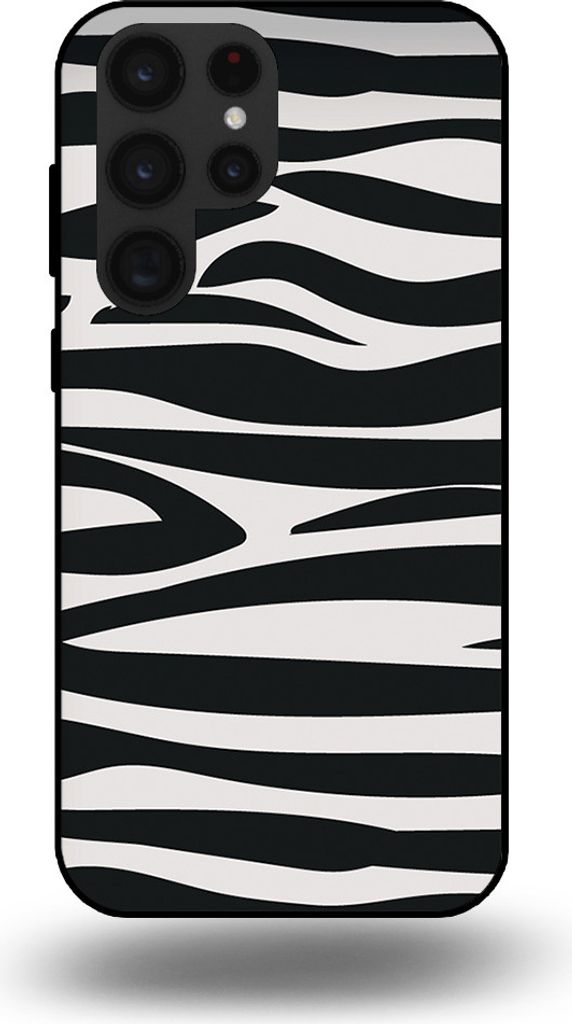Smartphonica Handytasche passend für Samsung Galaxy S22 Ultra mit Zebradruck - TPU Rückseite mit Zebradruck Design - Schwarz Weiß