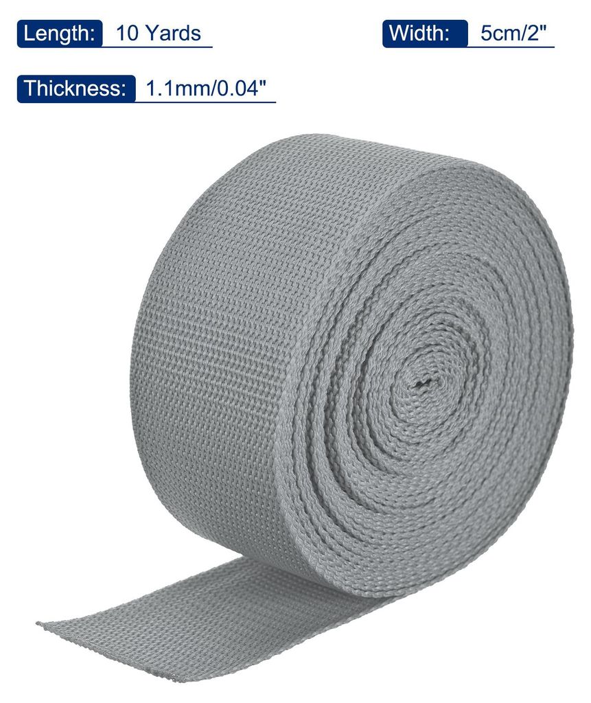 Leichtes PP-Gurtband 9.1?m x 5cm Spanngurt Gurtband Polypropylen Grau fš¹r Schneiden N?hen Outdoor Gep?ck Rucks?cke Frachtgurte DIY Ladungssicherung