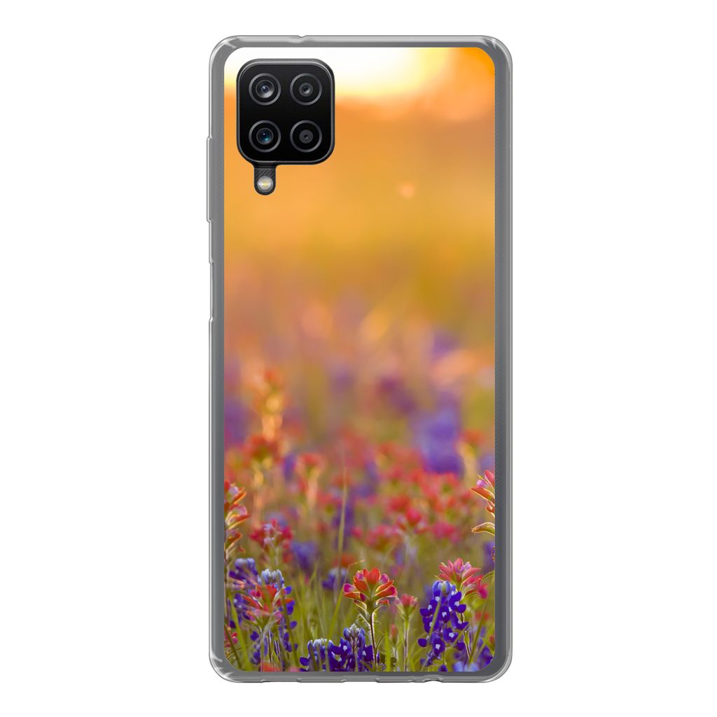 MuchoWow Handyhülle Schutzhülle Hülle für Samsung Galaxy A12 Blumen - Gold - Sonne Silikon Softcase Handy Hülle - Bild