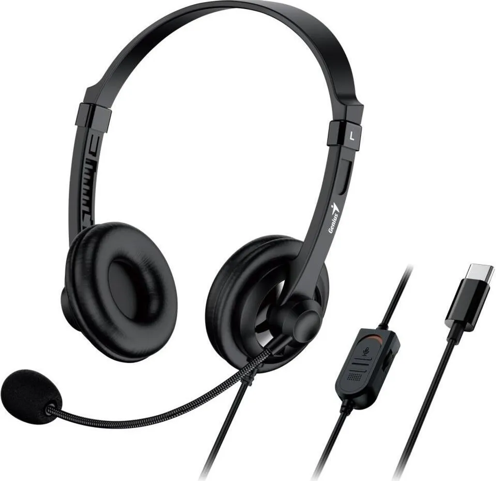 Micro-casque USB-C Genius HS-230U avec réglage du volume intégré coloris noir