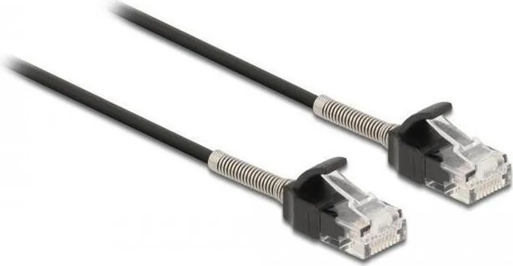 Câble RJ45 Cat.6A S/FTP Delock 50cm Noir avec Protection Anti-torsion
