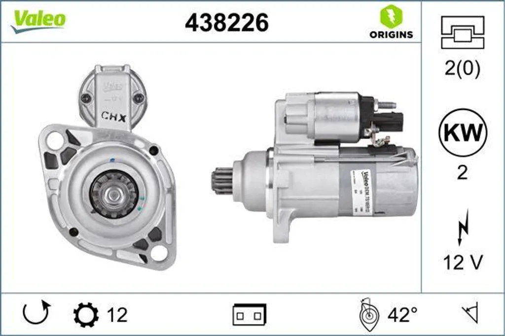 Démarreur moteur pour Volkswagen Golf, Touran et Skoda Octavia Valeo