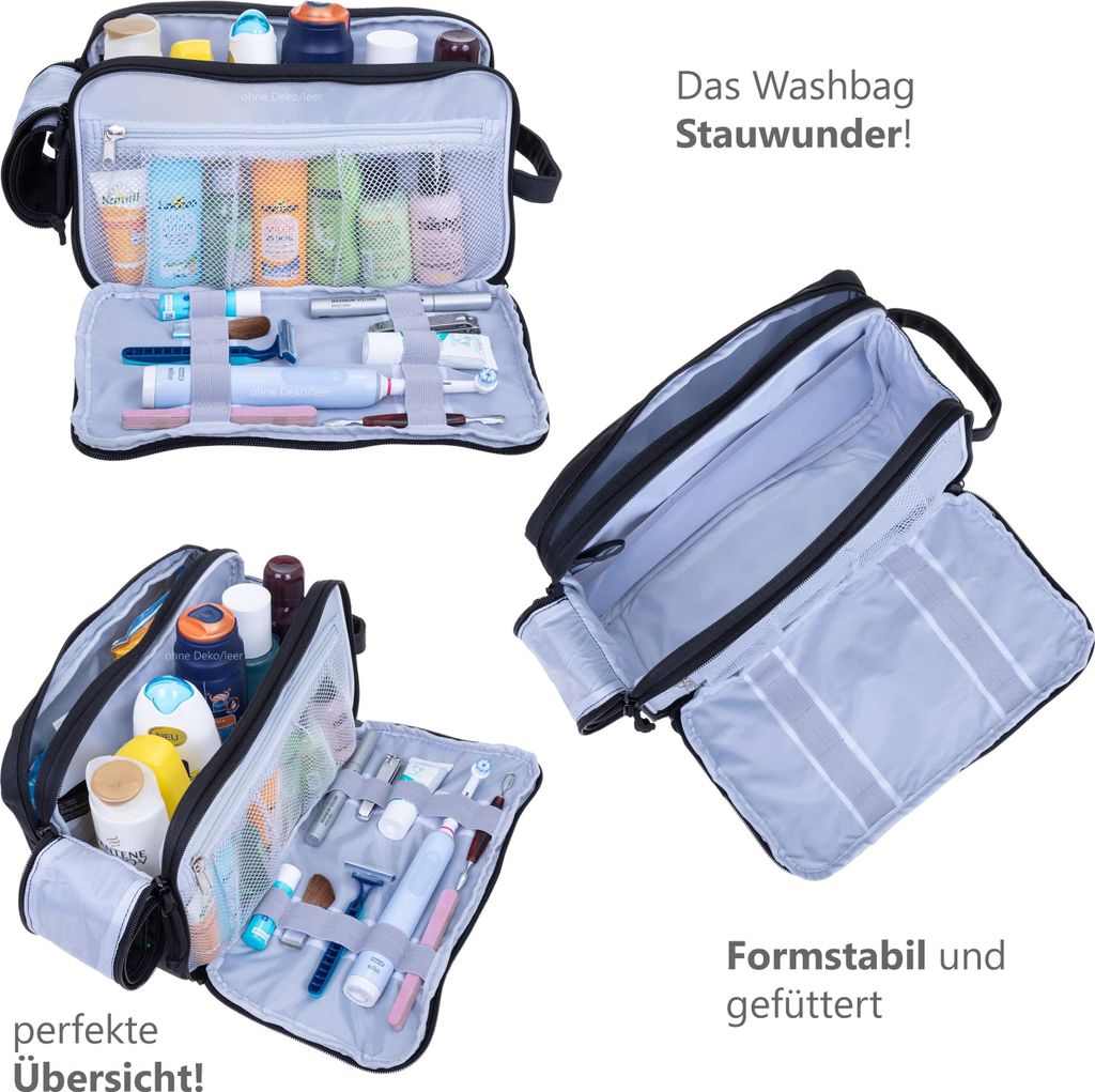 BryTravel Kulturbeutel Wasserdicht – Faltbar Mit 6 Fächern – Reise-Kosmetiktasche Für Damen & Herren
