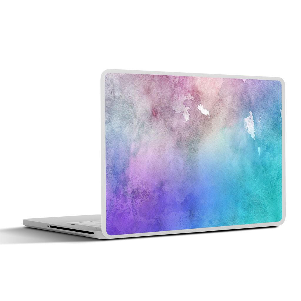 MuchoWow Laptop Aufkleber Sticker Cover Aquarell - Lila - Braun - Grün 25x18 cm - Laptop-Deko
