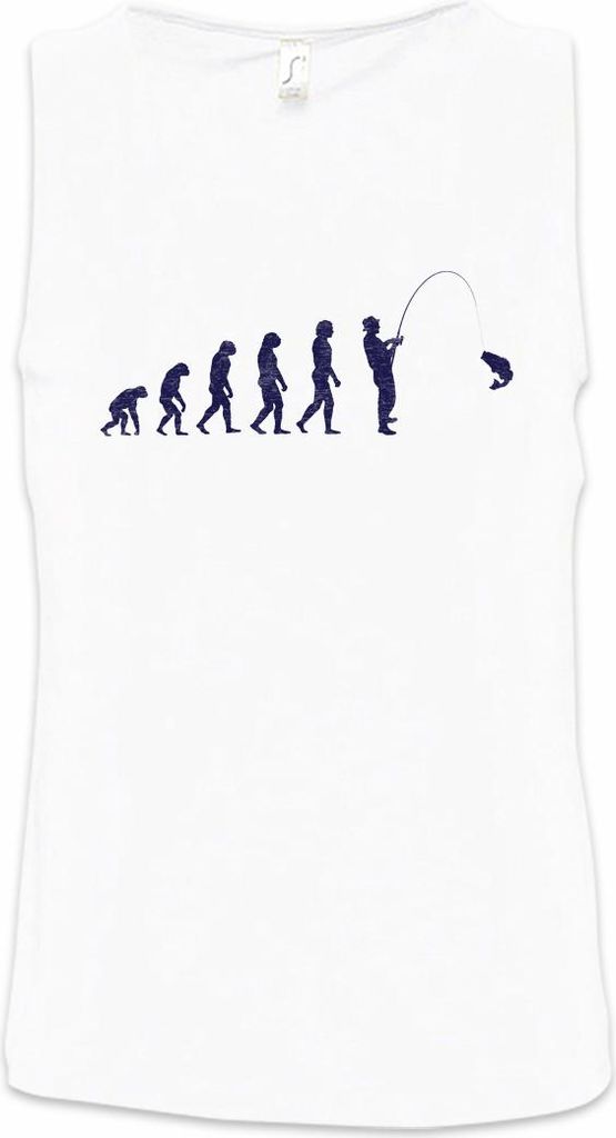 Urban Backwoods Fishing Evolution, Ärmelloses T-Shirt, Farbe: Weiß, Größe: 3XL