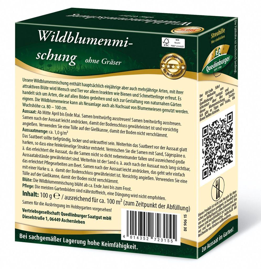 Wildblumenmischung ohne Gräser (100 g) | Wildblumenwiese Produktbild 