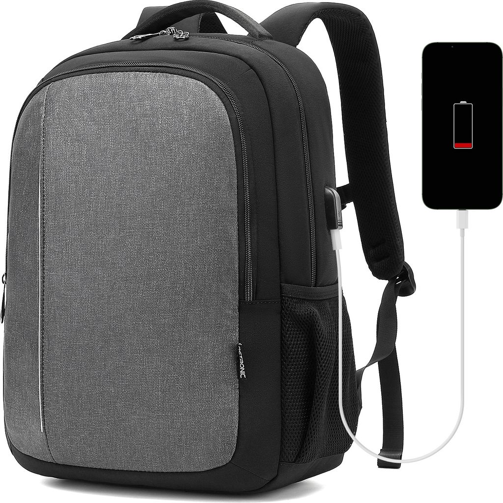 Laptop-Rucksack - Laptoptasche - Rucksack mit Laptopfach - Schulranzen - für 15,6-Zoll-Laptop - USB-Anschluss - 23 Liter - Anthrazit