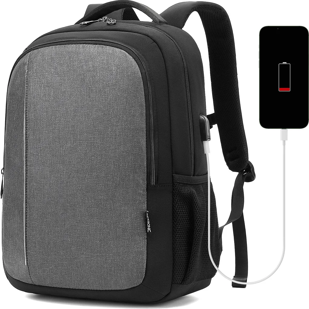 Zaino per laptop - Borsa per laptop - Zaino con scomparto per laptop - Borsa per la scuola - per laptop da 15,6 pollici - Porta USB - 23 litri - Antracite