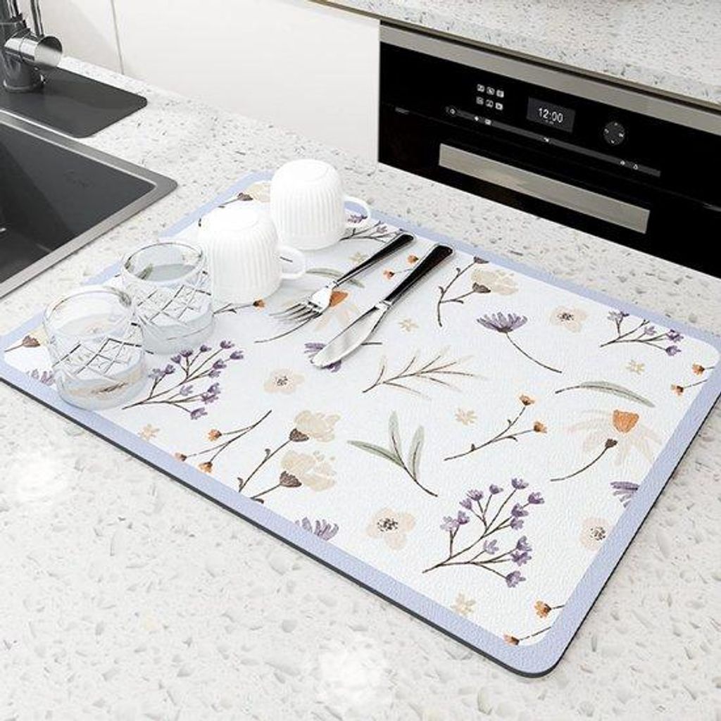 Nanovezeldiatomeeënaarde-Antislip-Afdruipmat, 30 x 40 cm, superabsorberend, schnell trocknend, für Küche und Spüle