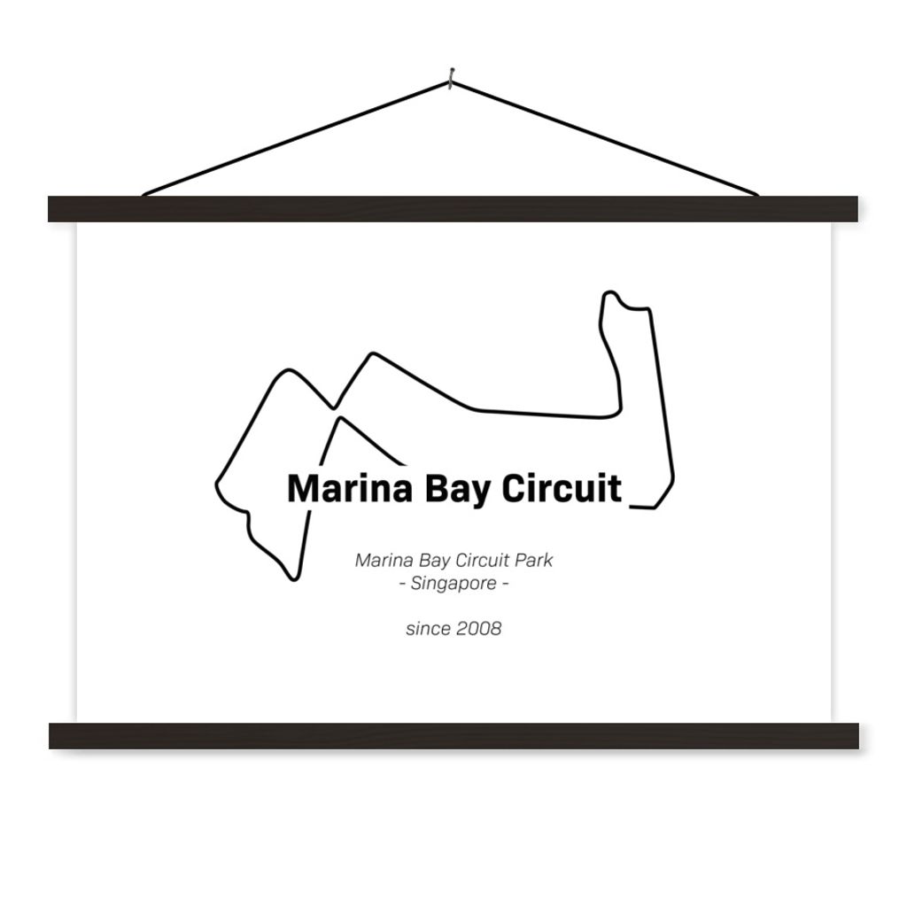 MuchoWow Textilposter Singapur - Formel-1-Rennstrecke 90x60 cm mit schwarzem Rahmen - Aufhängungssatz