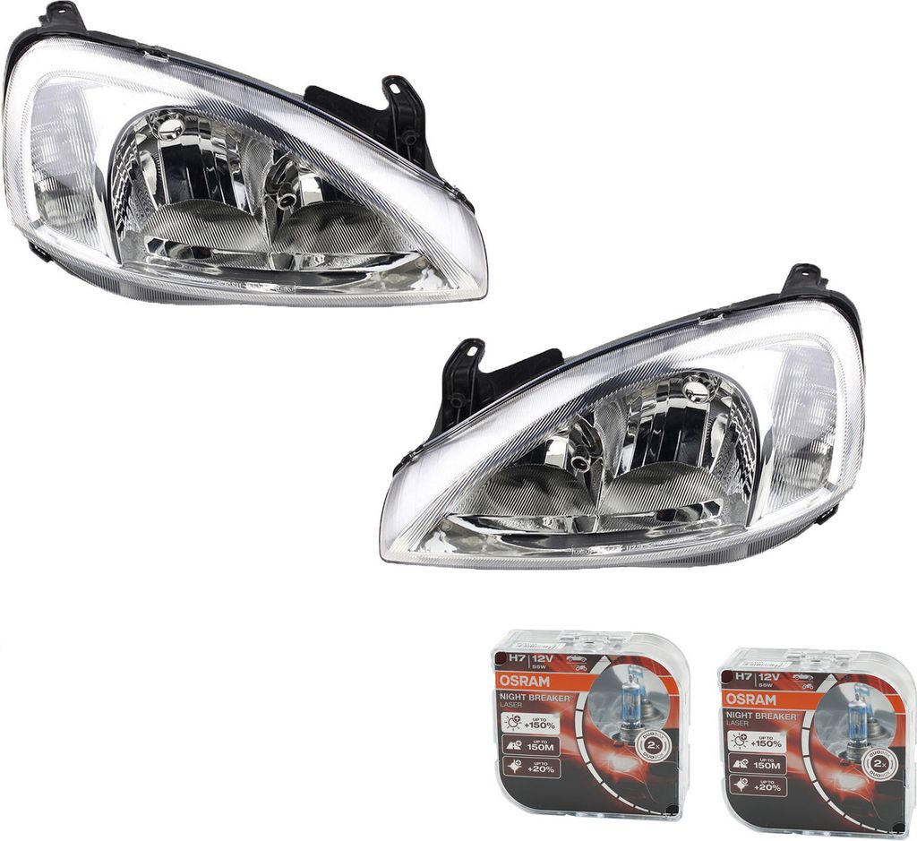 Johns, Scheinwerfer Osram Night Breaker Laser passend für Opel Corsa C - 4x System Valeo 1216000 09196231 1216093 09196232